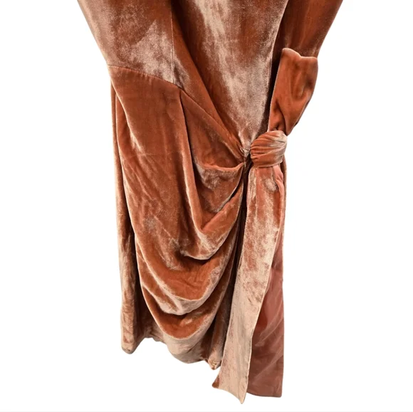 NWT CINQ À SEPT KIKI DRESS Knotted Draped Velvet Mini Dress in Rosewood SZ 2 - Picture 5 of 16